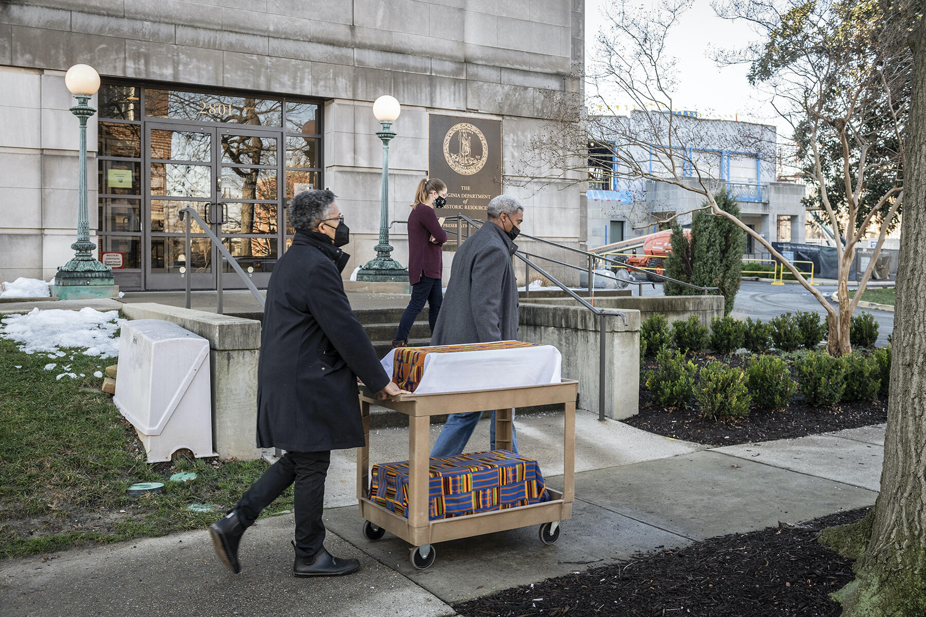 Members of the Family Representative Council transport the remains from the Virginia Department of Historic Resources on Jan. 6