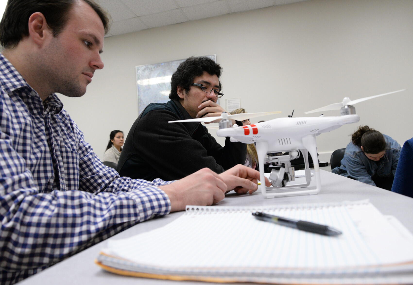 At a recent class, students in the drones course compiled pre-flight checklists ahead of an upcoming field trip to practice piloting their drones at the Amelia Wildlife Management Area.